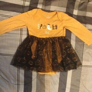 chick pea Yellow & Black 'Spooky Girl' Tutu Bodysuit